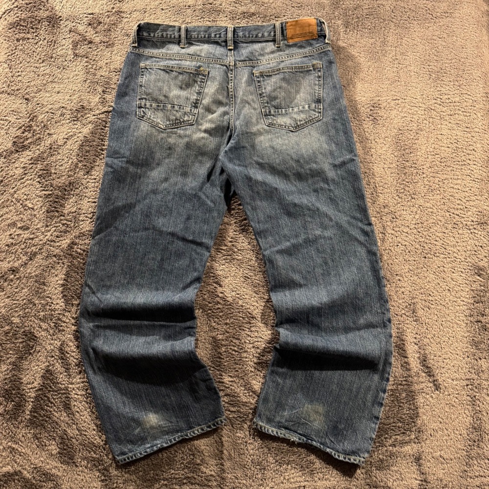 Old Navy Premium Denim Loose‎ Fit Jeans Mens 38x32 Medium Wash Blue Distressed